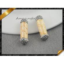Naturais contas de fósseis de coral, tubo redondo gemstone druzy grânulos para fazer jóias colar (ef0109)